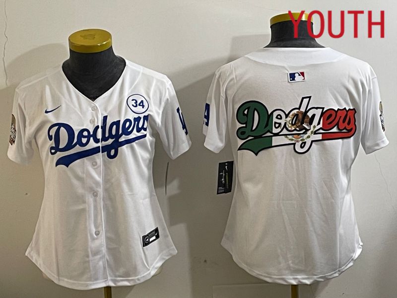 Youth Los Angeles Dodgers Blank White Game 2024 Nike MLB Jersey style 11212->youth mlb jersey->Youth Jersey